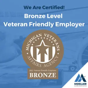 Moeller Aerospace was awarded a Bronze Level Veteran Friendly Employer by the MVAA in 2023