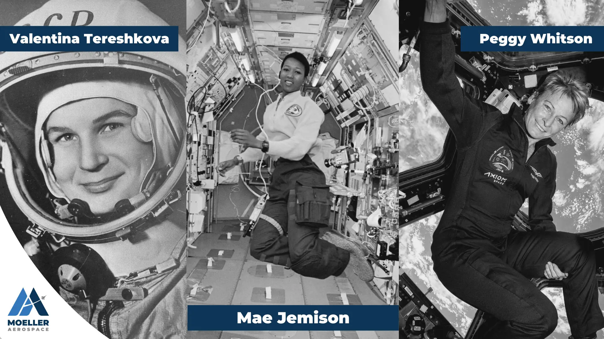 Three women astronauts that made history in space exploration. 